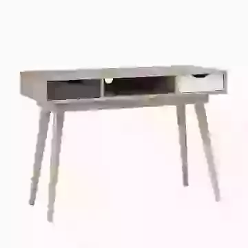 110cm open Desk Wood Effect White and Grey Drawers